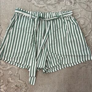 Sundays Striped High Waist Shorts with Tie Belt
